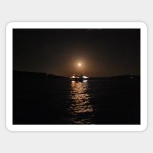 Boat Under The Moonlight Sticker